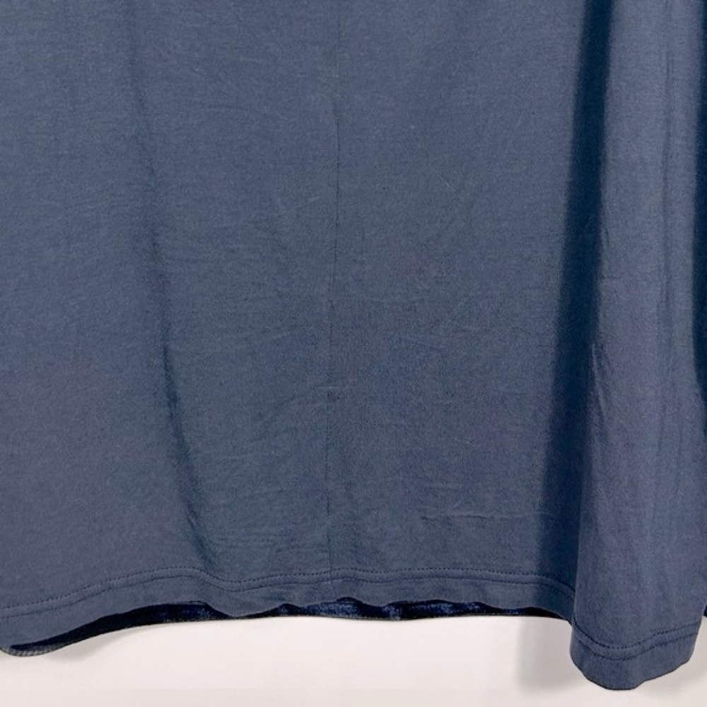 Simply Emma Velvet Panels Blouse 1X Navy Blue Striped Top Bateau Neck - Picture 7 of 9
